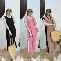 ราคา EYENY DRESS เดรสแขนกุดทูโทนตัวยาว ผ่า2ข้าง ผ้าท็อปทวิล (24563432000)