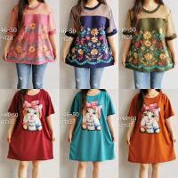 ราคา เสื้อ 2xlเสื้อยืดลายดอกแขนใสเรียบหรูสาวอวบสาวอ้วน (4980390108)