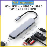 ราคา Fast ShipUSB C Hub 7 IN 1 4K 30Hz 6 IN 1 ประเภท C ถึง HDMI 4K 2 พอร์ต USB 3.0 SD TF Card Reader PD87W (18390520427)