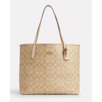 ราคา กระเป๋า Coach City Tote สีขาวครีม C ลายมังกร ของแท้ 100% (24219289970)