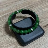ราคา สร้อยข้อมือหยกเนฟไฟรต์ (Nephrite) 8.1 มม. สีเขียวสด ประดับชาร์มเงินแท้ 925 รูปลวยลายประแจจีน (28919947466)
