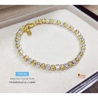 ราคา สร้อยข้อมือเงินแท้ 92.5% งาน 2 กษัตริย์ งานร้อยเม็ดเงินอิตาลี แบบกลมตัดลาย ชุบทองแท้หนา 1 ไมครอน สร้อยสวยมาก TH0288 (6612522776)