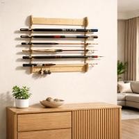 ราคา MXBEAUTY ชั้นวางแสดงคันเบ็ด,ชั้นเก็บคันเบ็ดไม้ไผ่ติดผนังปฏิบัติความจุขนาดใหญ่ประหยัดพื้นที่ที่วางคันเบ็ดห้องนั่งเล่น (51854452232)