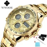 ราคา นาฬิกาผู้ชายสุดเก่งกันน้ำแบรนด์WWOOR8019นาฬิกาควอตซ์สายสแตนเลสสีทองหรูหรานาฬิกากีฬาสีทอง (2885771304)