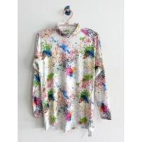 ราคา size M เสื้อยืดแขนยาวคอเต่าสีขาวลายสาดสี (41974035669)