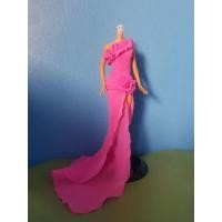 ราคา Barbie ชุดราตรีไหล่ป้านสีชมพูสดใส (25616526709)