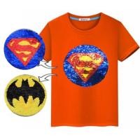 ราคา SS448A เสื้อยืดเด็ก ปักเลื่อม เปลี่ยนลายได้ *ตราS-ค้างคาว ส้ม* (2-3ข/4-5ข/6-7ข/8-9ข/10-11ข/12-13ข) (2790641942)