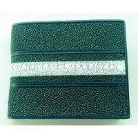 ราคา Huncroc กระเป๋าสตางค์หนังปลากระเบนแท้ ปลาหนามแท้ สีเขียว (27074794421)