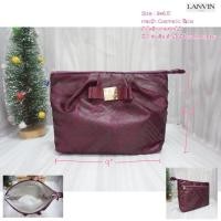 ราคา LANVIN กระเป๋า Cosmetic ผ้าไนล่อนสีม่วงลายดอกไม้ แต่งโบว์ด้านหน้ามือสอง (24837336697)