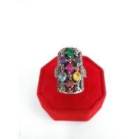 ราคา แหวนเงินเเท้92.5%แหวนสี่เหลี่ยมล้อมพลอยนพเก้า (4484576483)