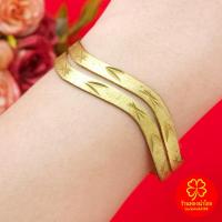 ราคา กำไลทองเหลืองโบราณลายคลื่นตัดลาย ฟรีไซส์ ปรับขนาดได้ตามต้องการ งานทองเหลืองแท้ งานดิบไม่ได้ชุบ ทองเหลืองโบราณ (24896891926)