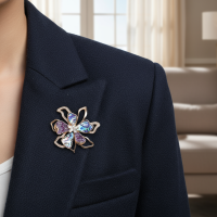 ราคา เข็มกลัดดอกเบอห์เนียสไตล์วินเทจ - ดีไซน์คริสตัลดอกไม้ ป้องกันแสงสะท้อน หมุดติดเสื้อแฟชั่น趋势 (51801344699)