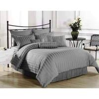 ราคา ชุดผ้าปูที่นอน ผ้าปูที่นอน ชุดเครื่องนอนครบเซต 5 ชิ้น พร้อมผ้านวมหนา 6 ฟุต ลายริ้ว สีเทาเข้ม (1710964294)