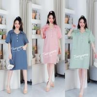 ราคา Sale ‼️‼️Thanyapas.Style : ชุดเดรส ทรง Oversize ชุดคลุมท้อง ผ้าบาร์บี้ : อก เอว สะโพก 44“ ความยาว 36” (22462324596)