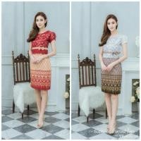 ราคา เดรสผ้าไทยลายไทย/เสื้อลูกไม้โบว์ข้าง (953993351)