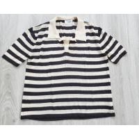 ราคา เสื้อเชิ๊ตแขนสั้นคอปกไหมพรมลายขวางสีครีมดำ อก 36" ยาว 22" (16399048458)