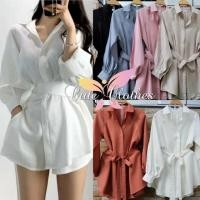 ราคา ชุดเซทเชิ้ตแขนพอง+กางเกงขาสั้น+สายโบว์ชุดเซท 3 ชิ้น (3943810558)