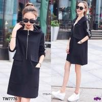 ราคา GN7776 **รบกวนสอบถามก่อนสั่งซื้อจ้า** เดรสกระโปรงแขนยาวมีฮูดด้านหลัง (3952826269)