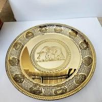 ราคา ถาดสิบสองราศี 16 นิ้ว ถาดทองเหลืองฉลุ กลางช้างนูน ขาตุ่ม (16581676511)