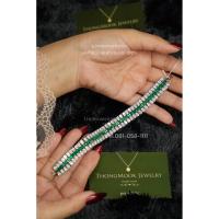 ราคา สร้อยข้อมือพลอย CZ สีเขียว ทองโคลนนิ่ง ทองชุบ ทองปลอมเหมือนแท้ คุณภาพสูงสุด (25095809896)