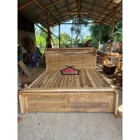 ราคา เตียงไม้สักทองแท้ เตียงโมเดิร์น ขนาด 6 ฟุต มีลิ้นชักท้ายเก็บของได้ 2 ช่อง (42251303298)