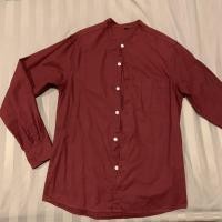 ราคา เสื้อเชิ้ตคอจีน สีแดงเลือดหมูแขนยาว (3055734332)