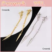 ราคา ต่างหูแบบแหลมดีไซน์โลโก้แบรนด์ Saint Laurent YSL สำหรับผู้หญิง ของแท้ 100% ใหม่เอี่ยม (49303406827)