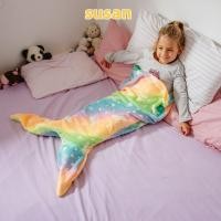 ราคา SUSAN ผ้าห่มนางเงือกสีรุ้ง, ผ้าห่มหางนางเงือกสักหลาดไนท์โกลว์, ผ้าห่มเด็กนุ่มสวมใส่ได้สําหรับทุกฤดูกาล (40627255672)