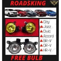 ราคา [ ฟรีหลอดไฟ ] HONDA HRV JAZZ BRV CITY CIVIC ACCORD CRV FOG LAMP LIGHT LAMPU YELLOW WHITE CLASS H11 (57654654692)