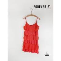 ราคา (พร้อมจัดส่ง) เดรสกระโปรงสั้น สายเดี่ยว แต่งระบายชั้นทั้งตัว Forever21 สีส้มแดง สภาพ85% สายปรับระดับได้ (44064609172)