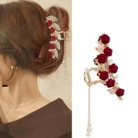 ราคา ที่หนีบผม ประดับมุก พลอยเทียม รูปดอกกุหลาบ สีแดง สไตล์โบราณ หรูหรา (20484390202)