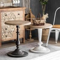 ราคา Living room sofa corner table American wooden wrought iron Roman column balcony coffee table retro small round table (49552984411)