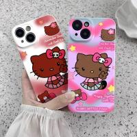 ราคา เคสโทรศัพท์หนังสีดำไล่ระดับสีแดงกุหลาบ รูปแมวน่ารัก สำหรับ iPhone 13 Pro Max 14 Pro 12 Pro Max XS Max 16 Plus 15 Pro Max 7 Plus 11 Pro Max 14 Plus XR 16 Pro Max เคสแข็งกันกระแทกซิลิโคน (27182653644)