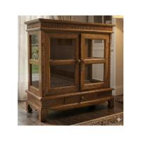 ราคา ตู้ไม้สักแก่ ตู้วางทีวี (75x80cm) กระจก 3 ด้าน 2 บานเปิด 1 ลิ้นชัก ตู้โชว์วินเทจ ไม้จริงทั้งหลัง (56453630153)
