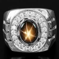 ราคา แหวนเงินแท้ 925 พลอยสตาร์ดำ แซฟไฟร์ไฟร์ Black Star Sapphire น้ำหนัก 2.57 กะรัต ขาสวยเนื้อเนียนค่ะ (1419059395)