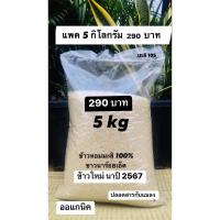 ราคา ข้าวหอมมะลิ 100% ข้าวใหม่ ปี2567ข้าวสารพื้นบ้านชาวนา ร้อยเอ็ด บรรจุ 5 กิโลกรัม เพียง 290 บาท ชาวนาสีเอง ปลอดสารกันแมลง (9096080612)