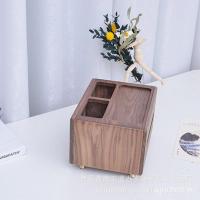 ราคา เดสก์ท็อปกล่องเก็บของไม้จิปาถะโทรศัพท์มือถือกล่องไม้ห้องนั่งเล่นรีโมทคอนโทรลกล่องกระดาษทิชชูวอลนัทเก็บกล่องกระดาษ XGQB (56553313675)