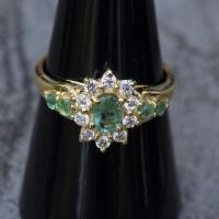 ราคา แหวนพลอยมรกตโคลัมเบีย(Emerald) ตัวเรือนเงินแท้92.5%ชุบทองคำขาว จากประเทศรัสเชียไซด์นิ้ว 57 หรือเบอร (27522211314)