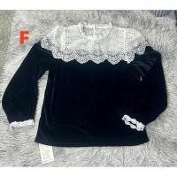 ราคา เสื้อแขนยาวคอแต่งลูกไม้ตัวเสื้อเป็นกำมยีสีดำแขนแต่งลูกไม้สีขาวไซร้LXlลงได้ (40727726980)