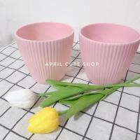 ราคา กระถางต้นไม้ พลาสติก สีชมพูพาสเทล ขนาด 4 นิ้ว (6738175248)