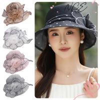 ราคา หมวกบักเก็ตพิมพ์ลายจุดประดับดอกไม้ปีกกว้าง พร้อมเทคโนโลยีป้องกันรังสียูวี ทำจาก organza หรูหรา (43077737174)