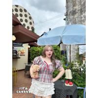 ราคา เสื้อแขนตุ๊กตา งานผ้าลายสก็อต สาวอวบ (41166137847)