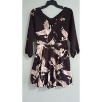 ราคา ชุดจั๊มสูทสั้น สีดำ ลายนกชมพู (10802389763)