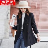 ราคา ซานเซีย ผู้หญิงเสื้อสูทแฟชั่นเกาหลีคู่หน้าอกกระเป๋าเสื้อแขนยาว เสื้อสูทแฟชั่น (55254311807)