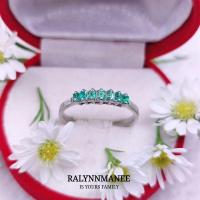 ราคา C6434 แหวนแถว มรกตโคลัมเบียแท้ ( Natural Emerald ) ตัวเรือนเงินแท้925 ชุบทองคำขาว แก้ไซส์ฟรี (21018549284)