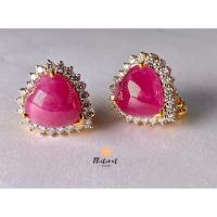 ราคา ต่างหูพลอยทับทิมพม่าล้อมรอบด้วยเพชรสวยงามมากค่ะ (7550721104)