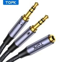 ราคา Topk Yp12 สายเคเบิ้ลแยกหูฟัง 3.5 มม. Y Splitter Female To 2 Male สําหรับแล็ปท็อป Ipad พีซีหูฟัง (11425115375)