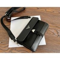 ราคา Prada Men Re-Nylon และ Saffiano Cow Leather Messenger Bag กระเป๋าโทรศัพท์มือถือ (50704410139)