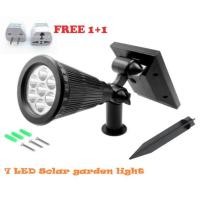 ราคา 1+1 แถมฟรี !!! ติดตั้งง่ายกันน้ำ ไฟสนามพลังงานแสงอาทิตย์ SOLAR CELL LIGHT 7LED สปอร์ตไลท์ ปักสนาม หรือ ยึดติดกับผนัง (9140300154)