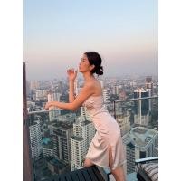 ราคา MiddleDressเดรสสายเดี่ยวผ้าซาติน (8749351477)